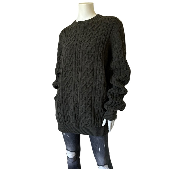 BARBOUR Oversized Slouchy Knit Crewneck Grandpa Dad Boyfriend Sweater Wool - Picture 2 of 11